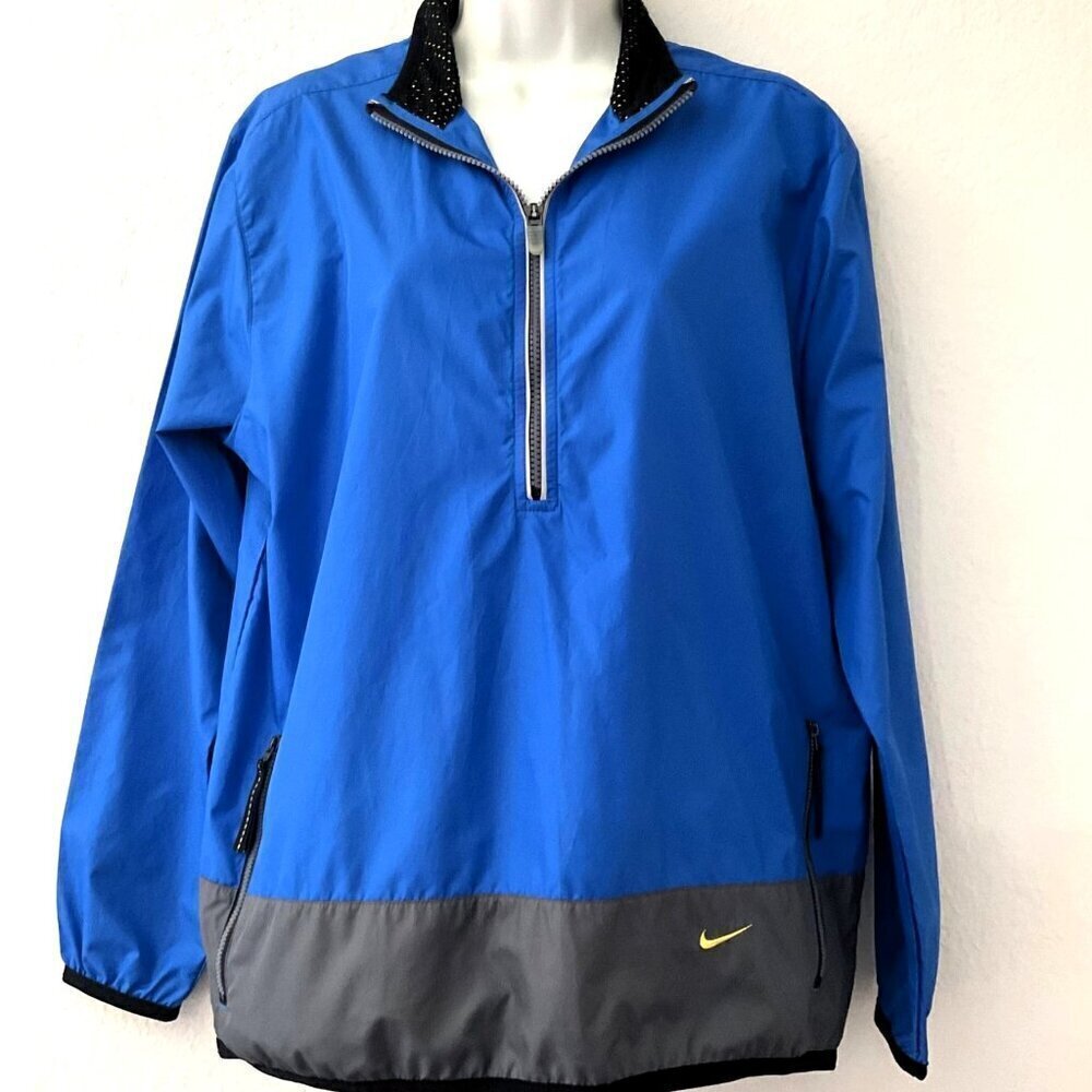 Vintage Nike Y2K 1/4 Zip Windbreaker Pullover Jacket Blue Grey Youth L 12-14